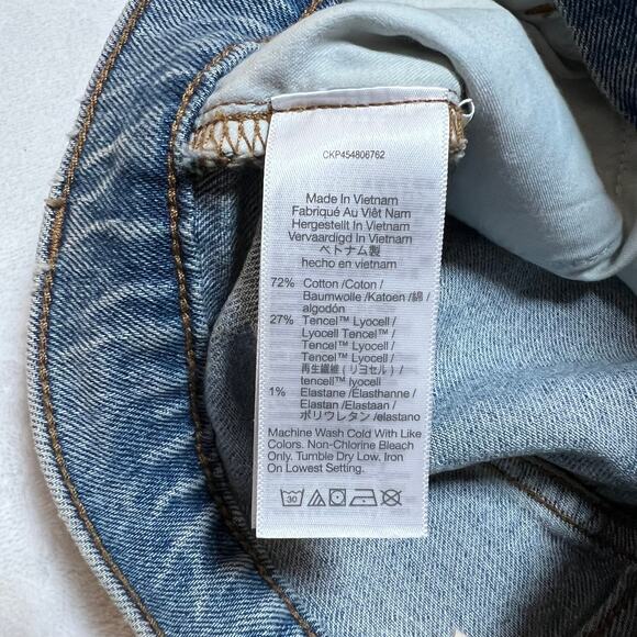 Madewell High Rise Mid Length Denim Shorts Woodvale Wash Size 23 Raw Hem - Picture 8 of 12